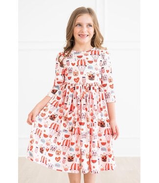 Mila & Rose Puppy Love 3/4 Sleeve Pocket Twirl Dress