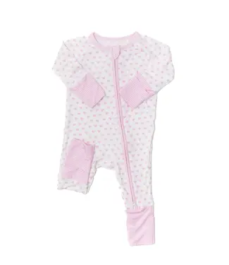 The Uptown Baby Pink Hearts & Stripes Sleep Romper