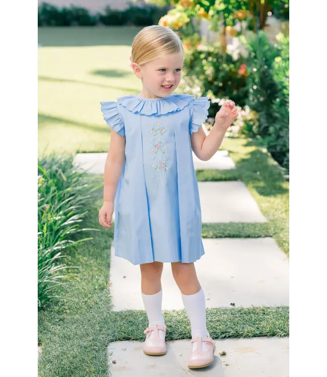 the proper peony Sid Scallop Pleat Dress Blue