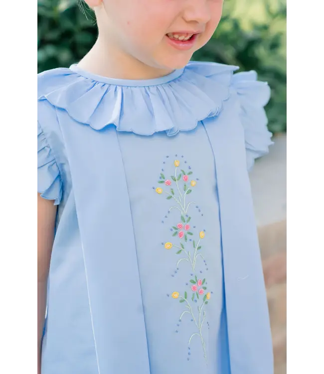 the proper peony Sid Scallop Pleat Dress Blue