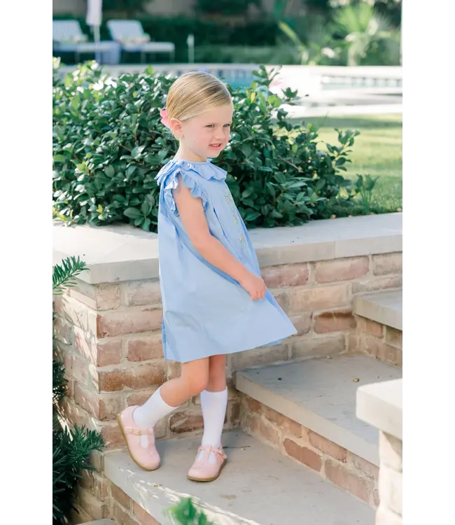 the proper peony Sid Scallop Pleat Dress Blue