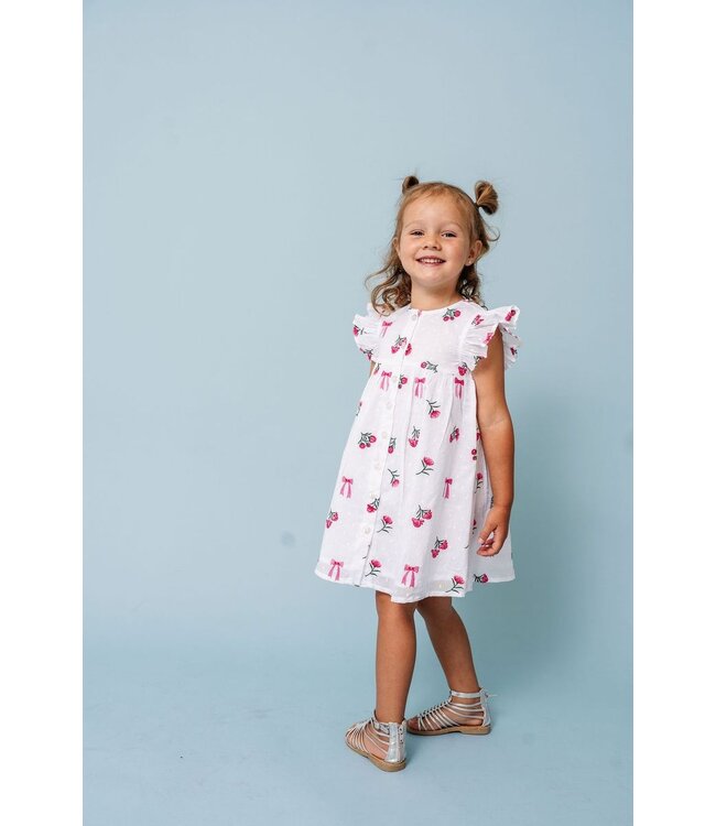 Alto Modas Bows & Floral Embroidered Sunday Dress