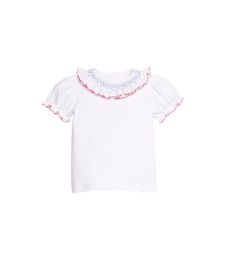 Little English Blue/Red S/S Smocked Madeline Blouse