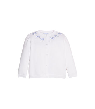 Little English Blue Bows Embroidered Essential Cardigan