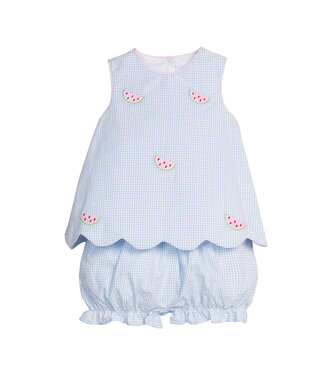 Little English Watermelon Embroidered Bow Back Bloomer Set