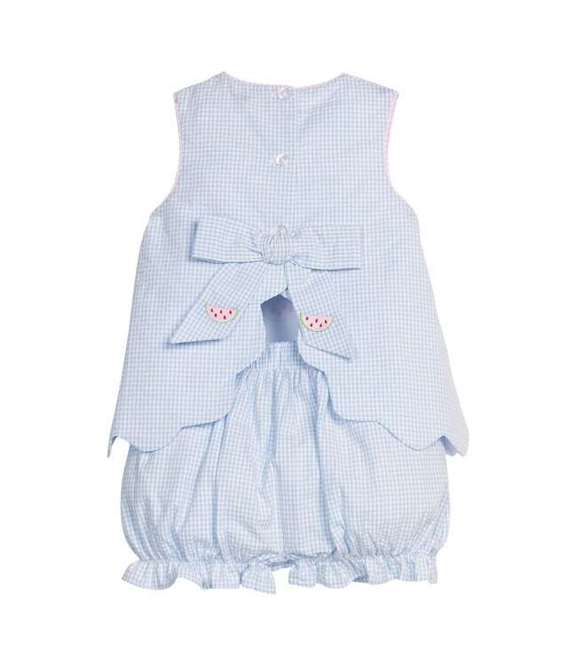 Little English Watermelon Embroidered Bow Back Bloomer Set