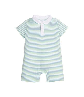 Little English Greenview Stripe Peter Pan Polo Romper