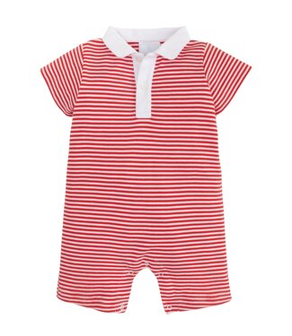Little English Red Stripe Peter Pan Polo Romper