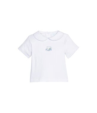 Little English Blue Golf Cart Crochet Peter Pan Shirt