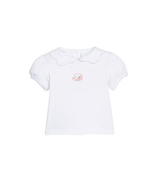 Little English Pink Golf Cart Crochet Peter Pan Blouse