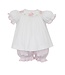 Petit Bebe Pink Knit Stripe Bunny Bishop Bloomer Set