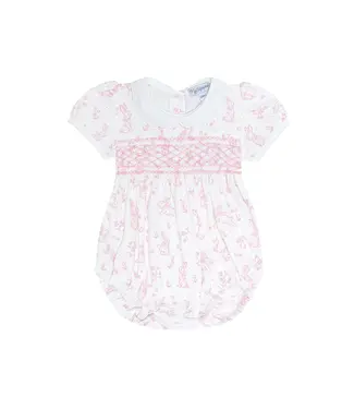 Nellapima Pink Bunny Toile Smocked Bubble