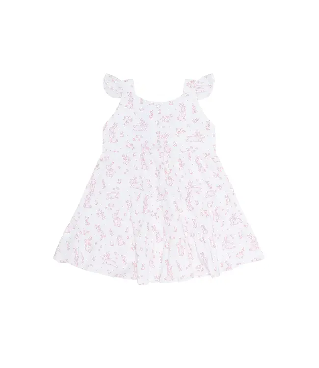 Nellapima Pink Bunny Toile Ruffle Dress