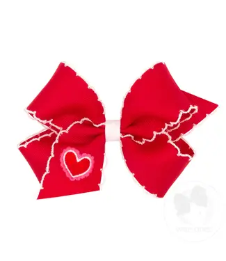 Wee Ones MED. RDW Moonstitch Heart Bow