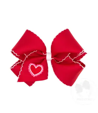 Wee Ones King RDW Moonstitch Heart Bow