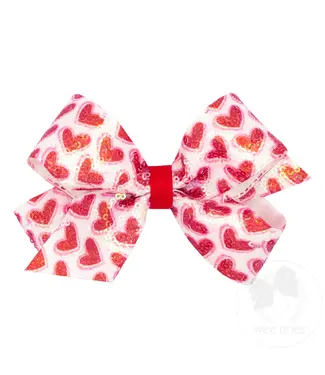 Wee Ones Med. Sequins Heart Print Bow
