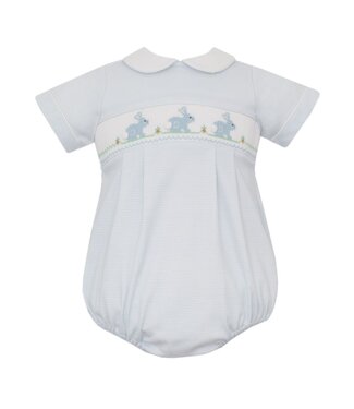 Petit Bebe Lt. Blue Knit Stripe Bunny Boys Bubble