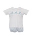 Petit Bebe Lt. Blue Knit Stripe Boy Bunny Diaper Set