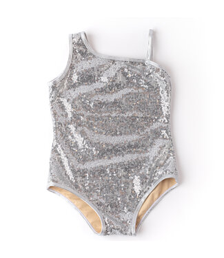 Shade Critters Silver Sequin One Shoulder One Pc . Swimsuit