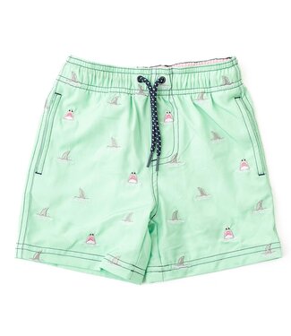 Shade Critters Mint Shark Embroidered Swim Trunks