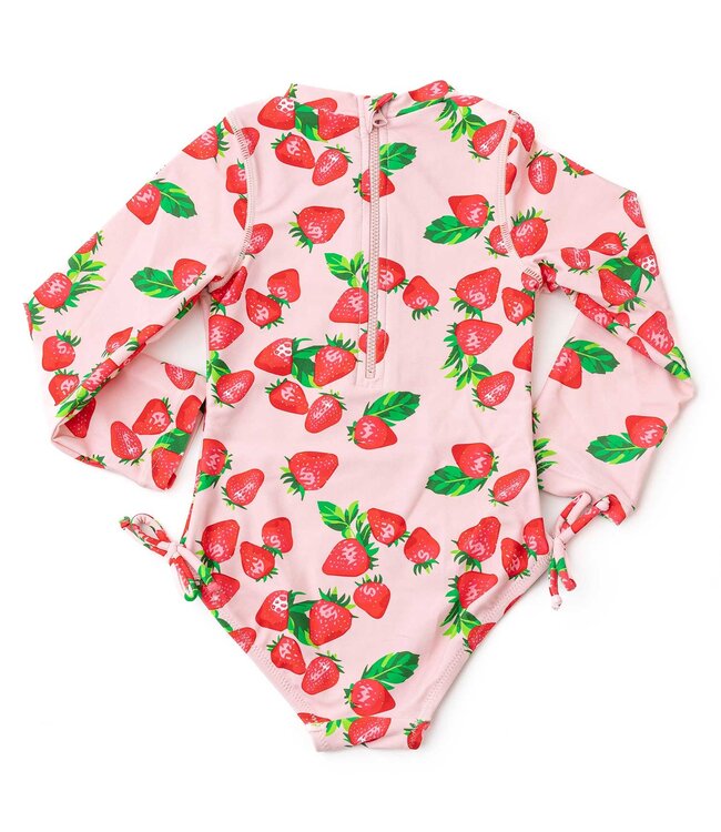 Pink Strawberry Bliss L/S One Pc. Swimsuit