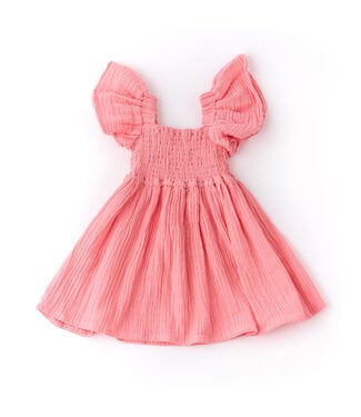 Shade Critters Coral Smocked Gauze Dress
