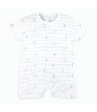 LydaBaby White Anchors & Stripes Romper