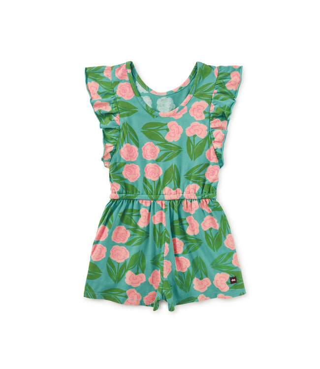 Carnation Floral Flutter Sleeve Romper