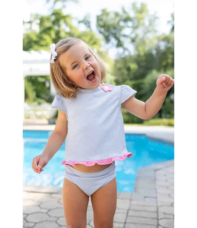 Cap Sleeve Rash Guard Tankini with Flower