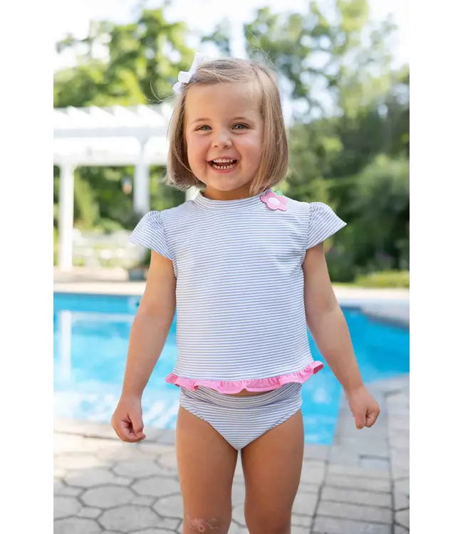 Cap Sleeve Rash Guard Tankini with Flower