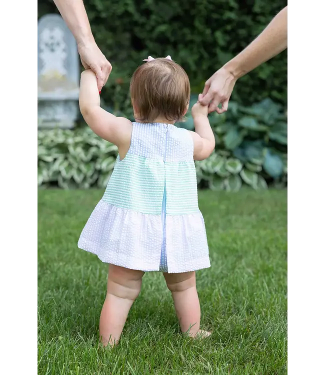Seersucker Romper with Tulips