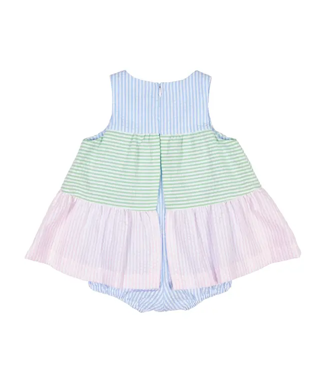 Seersucker Romper with Tulips