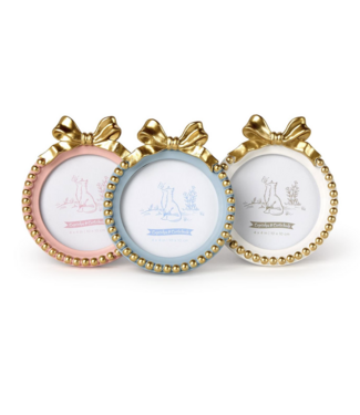cupcakes & cartwheels Golden Bow Round 4 x 4 Photo Frame