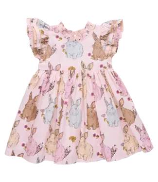 Pink Chicken Vintage Bunnies Jennifer Double Ruffle Dress
