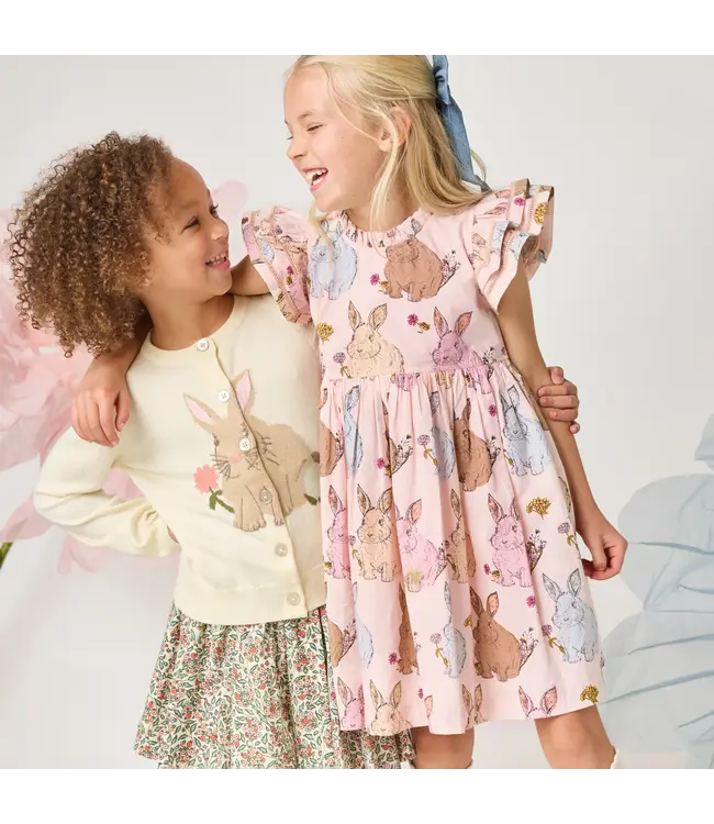 Pink Chicken Vintage Bunnies Jennifer Double Ruffle Dress