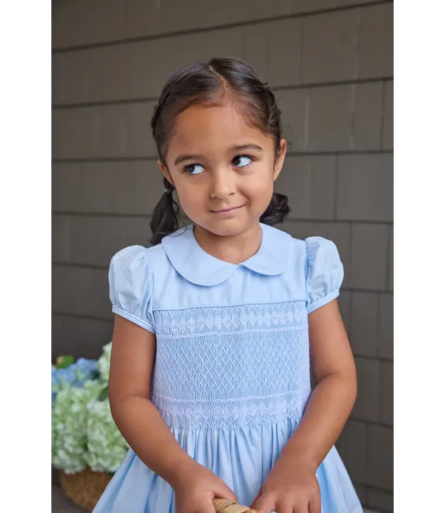 Little English Lt. Blue/White Smocked Emery Dress