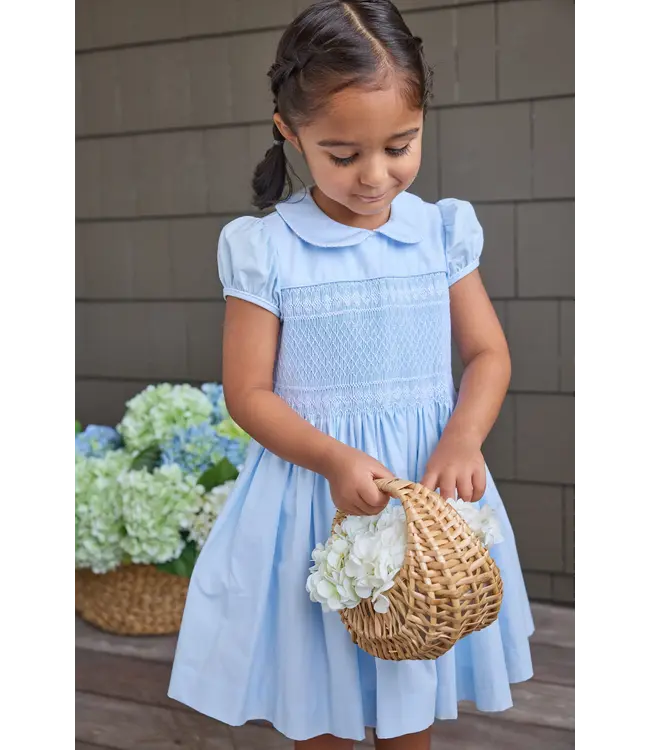 Lt. Blue/White Smocked Emery Dress