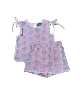 Purple Floral Tie Set