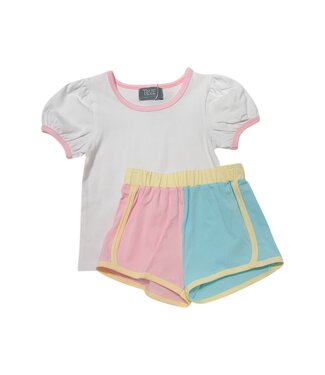 Pink Color Block Short Set