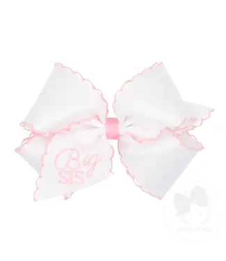 Wee Ones King Moonstitch White/Light Pink Big Sister Bow