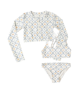 Rylee & Cru Ivory Nautical Crop Rash Guard Set