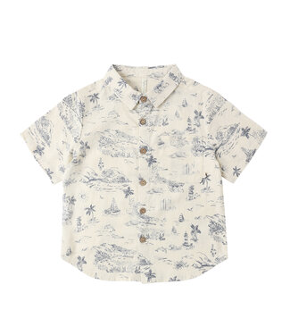 Rylee & Cru Natural Ocean Toile Collared S/S Shirt