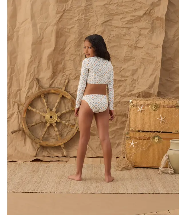 Rylee & Cru Ivory Nautical Crop Rash Guard Set