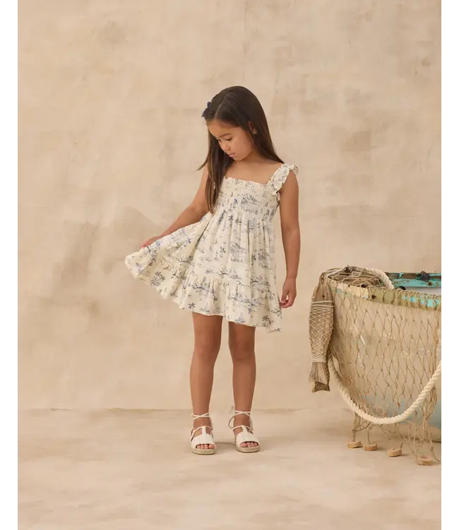 Natural Ocean Toile Sutton Dress