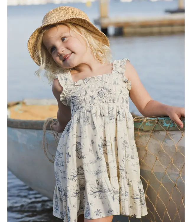 Rylee & Cru Natural Ocean Toile Sutton Dress