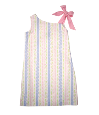 Funtasia Too Stripe Floral One Shoulder Bow Dress