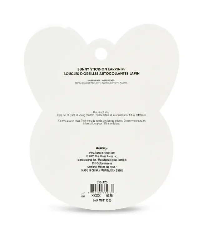 Iscream Bunny Stick On Earrings