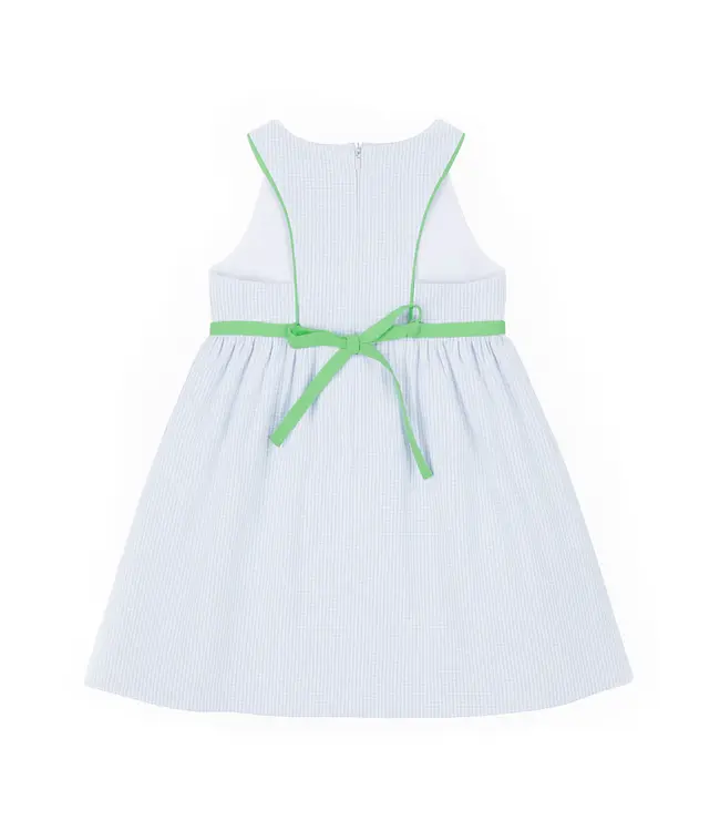 Check Seersucker Dress with Golf Cart