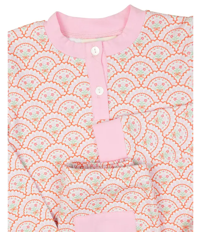 Smocking Bird Floral Valentines Scallop PJ Set