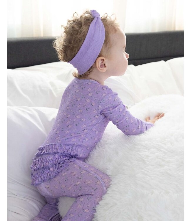 Lila Ruffled Zip Footie
